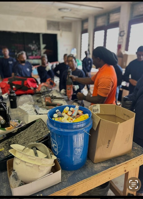 Safety equipment and tools prepared for a hands-on training session